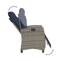 vidaXL Reclining Patio Chair with Footrest Gray Poly Rattan