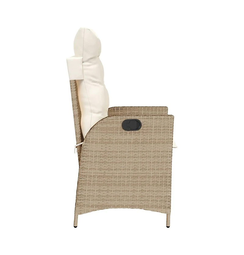 vidaXL 3 Piece Bistro Set with Cushions Beige Poly Rattan