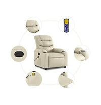 vidaXL Massage Recliner Chair Cream Faux Leather