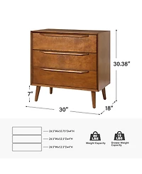 Hulala Home Zahira Mid-Century Modern 3 - Drawer Accent Chest with Solid Wood Handles and Legs