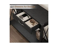 gaomon Wooden Entryway Table, Farmhouse Console Table with 2 Drawers, Sofa Table with Storage for Living Room