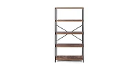 Slickblue Industrial Metal Wood 5-Tier Bookcase Storage Rack Book Shelf