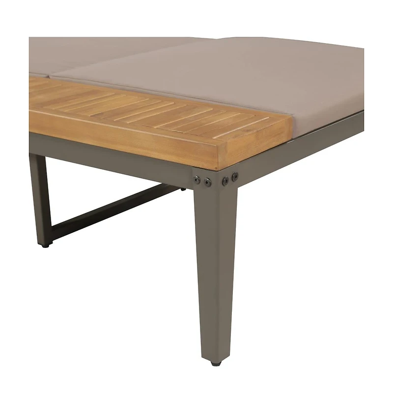 vidaXL Sun Lounger with Cushions Solid Acacia Wood Brown