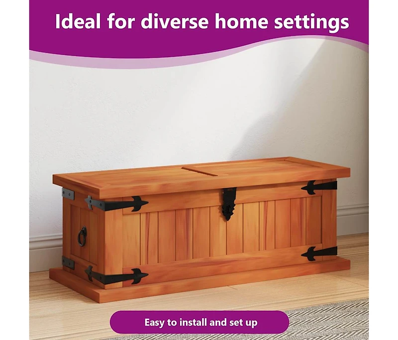 Storage Chest 23.6"x9.8"x8.7" Solid Acacia Wood