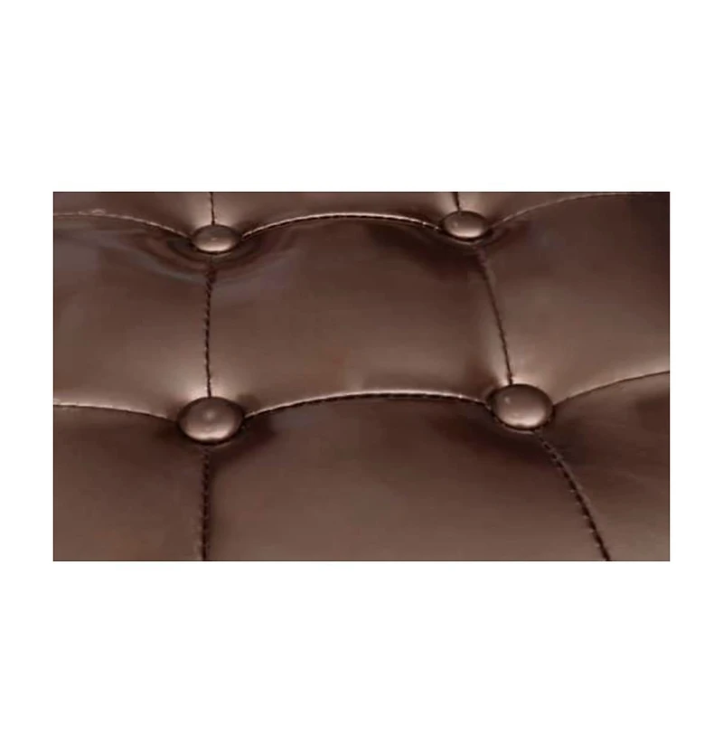 Tub Chair with Footstool Brown Faux Leather