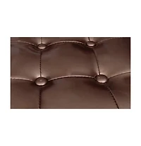Tub Chair with Footstool Brown Faux Leather