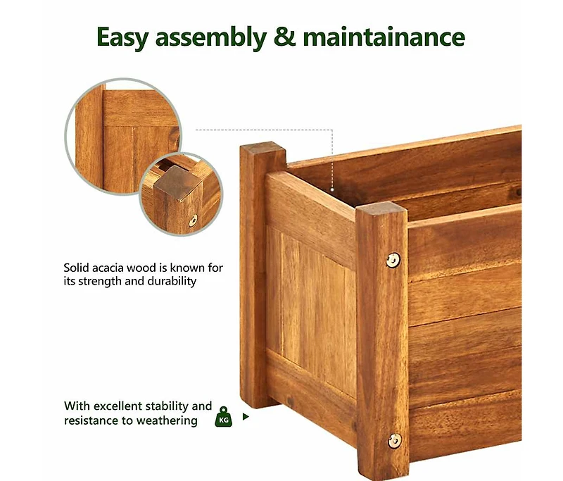 Garden Raised Bed Acacia Wood 29.9"x10.9"x9.8"
