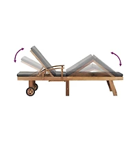 vidaXL Sun Lounger with Cushion Solid Teak Wood Dark Gray
