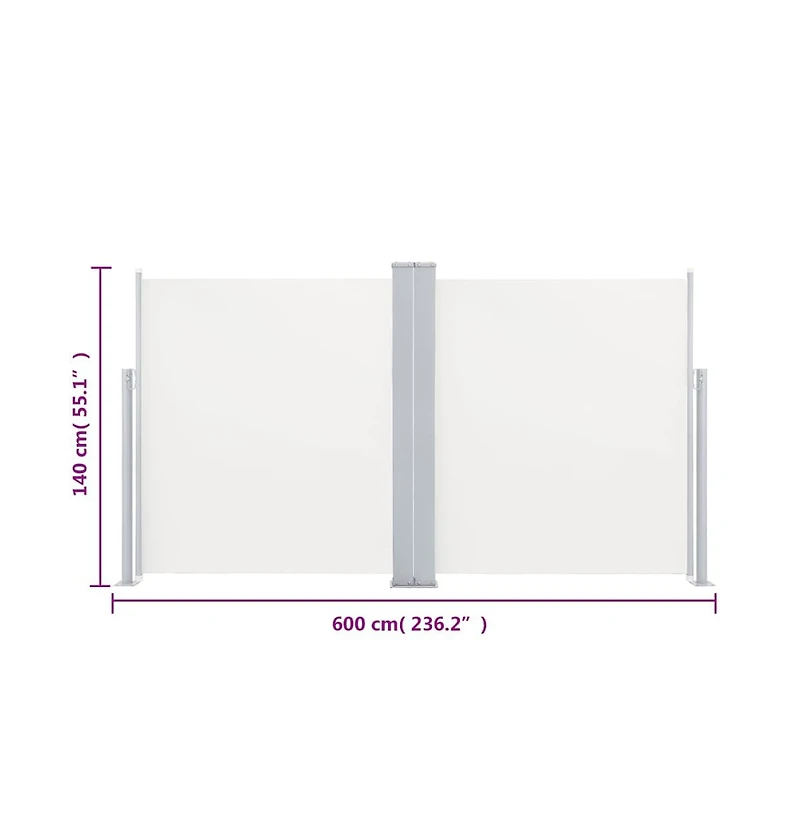 Retractable Side Awning Cream 55.1"x236.2"