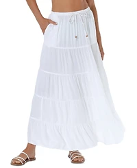 Raviya Women's Draw-Waist Tiered Skirt Cover-Up