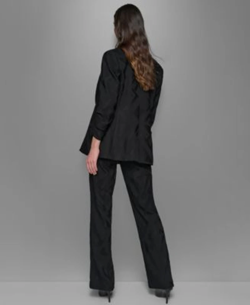 Karl Lagerfeld Paris Shawl Collar Blazer Tie Neck Blouse Wide Leg Pants