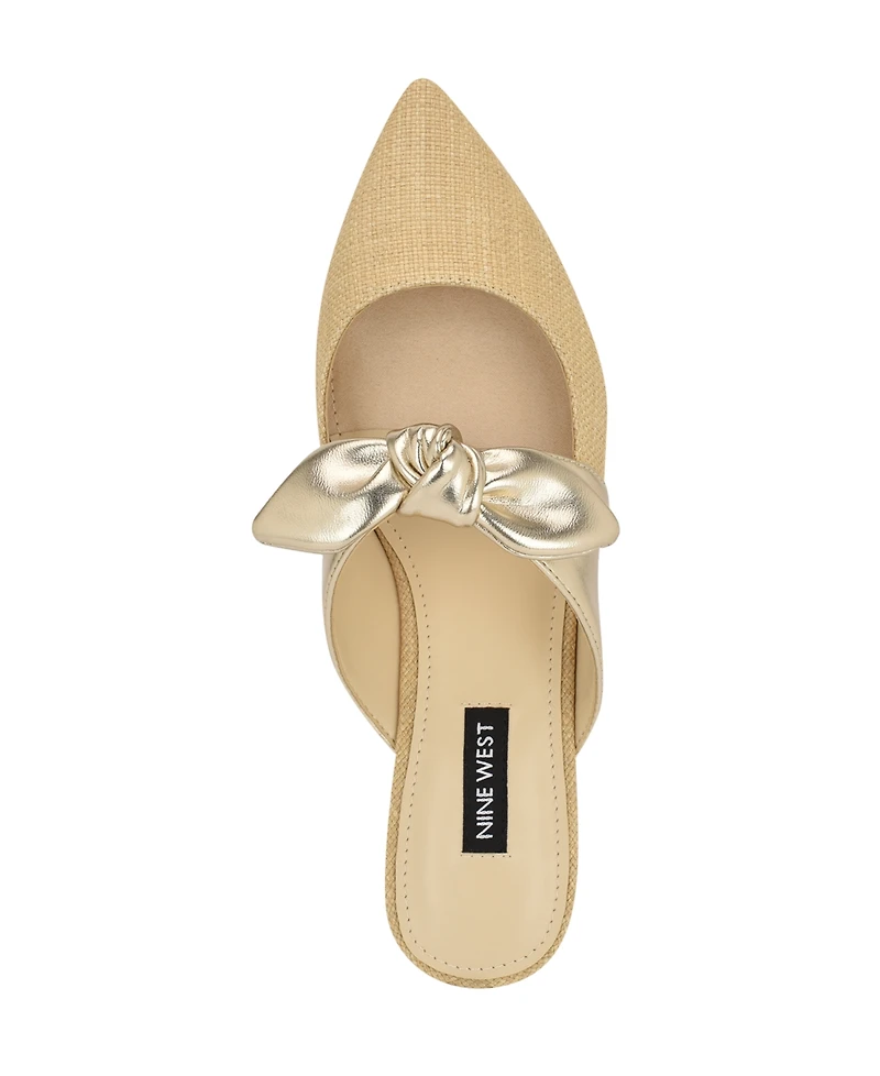 Nine West Women's Bowin Bow Strap Mule Flats