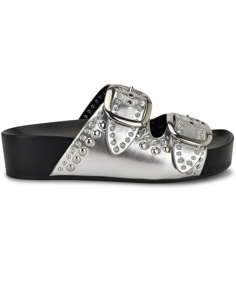 Nine West Women's Flinne Studded Double Buckle Sandals