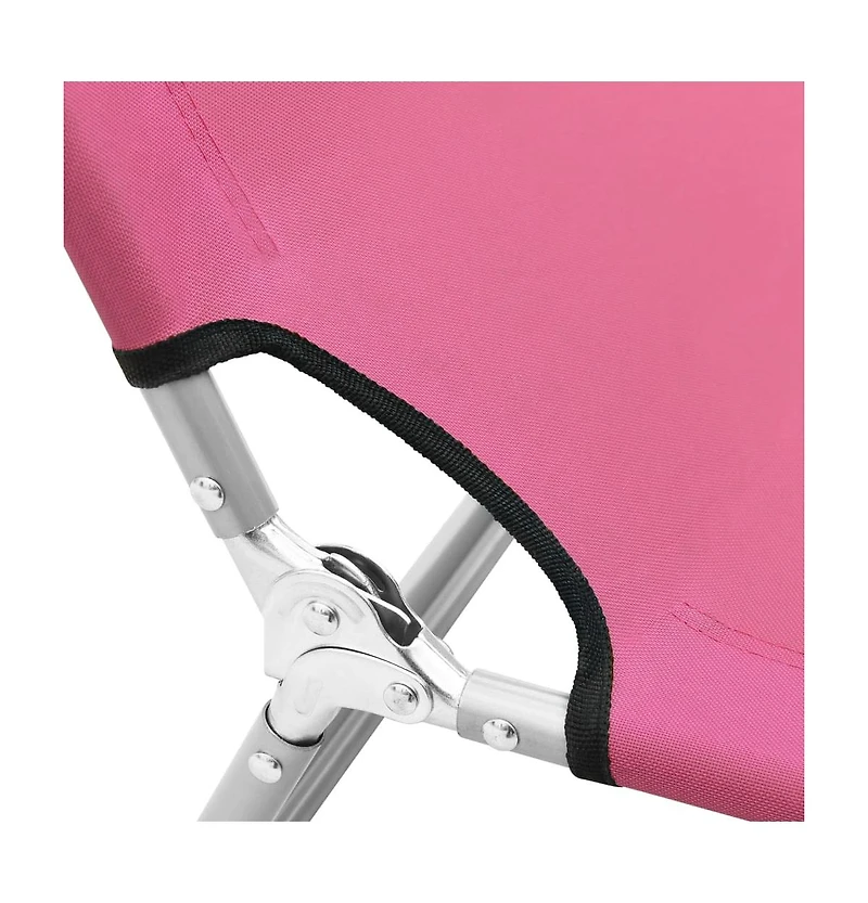 vidaXL Folding Sun Lounger Steel and Fabric Pink