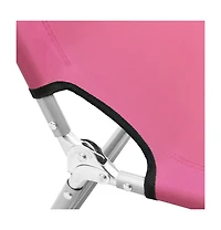 vidaXL Folding Sun Lounger Steel and Fabric Pink