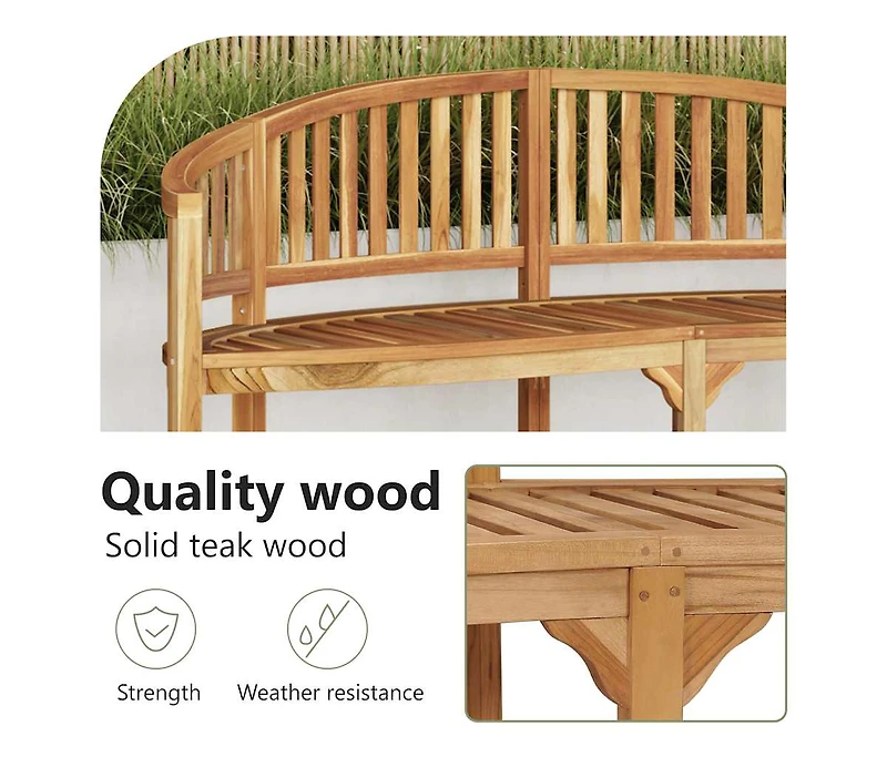 Banana Bench 70.9" Solid Teak Wood