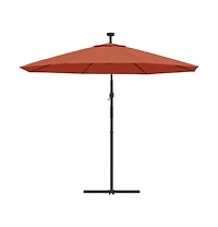 Cantilever Garden Parasol with Led Lights and Steel Pole Terracotta