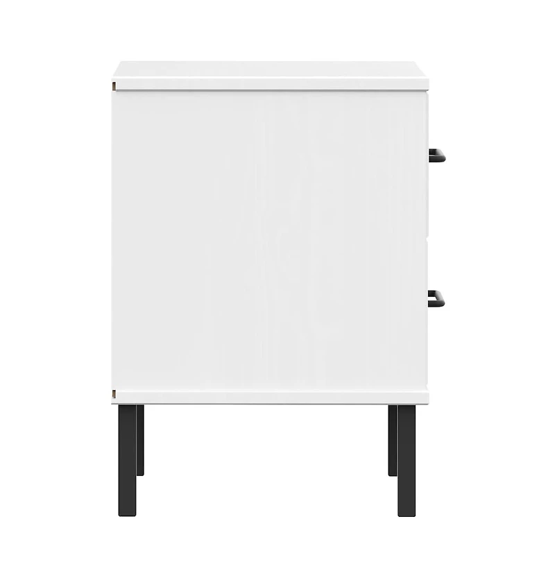 Bedside Cabinet White Solid pine wood Compact Bedside Cabinet