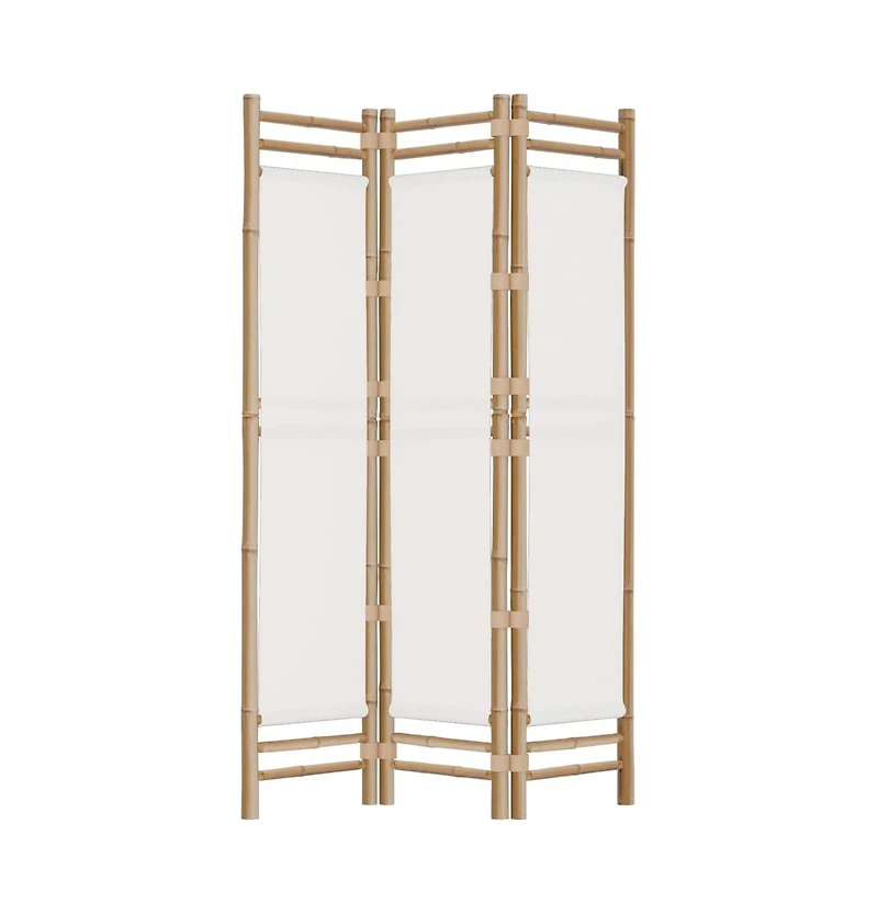 vidaXL Folding 3-Panel Room Divider 47.2" Bamboo and Canvas
