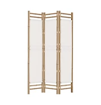 vidaXL Folding 3-Panel Room Divider 47.2" Bamboo and Canvas