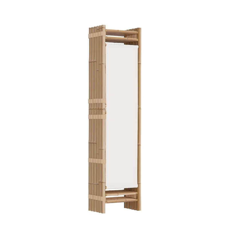 Folding 6-Panel Room Divider 94.5" Bamboo and Canvas