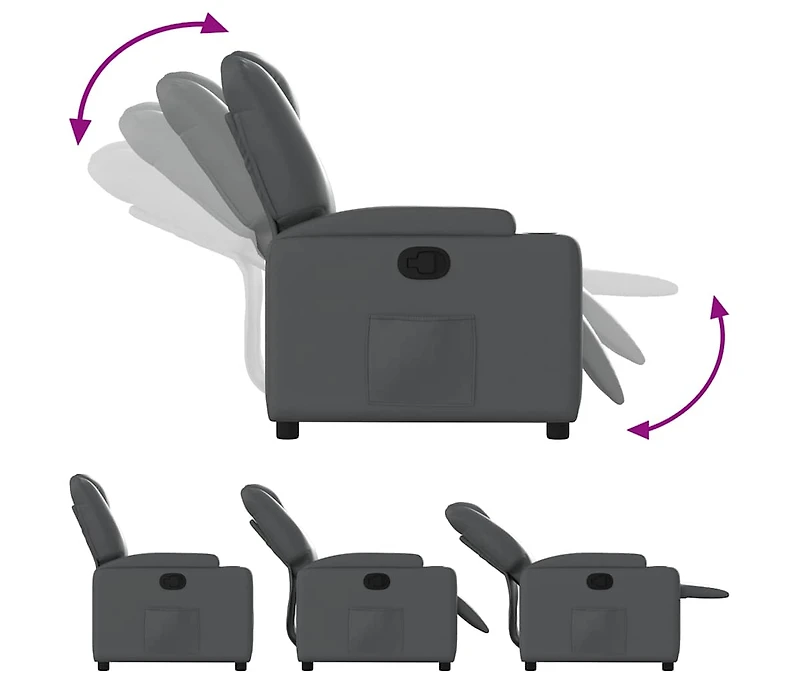 Recliner Chair Gray Faux Leather