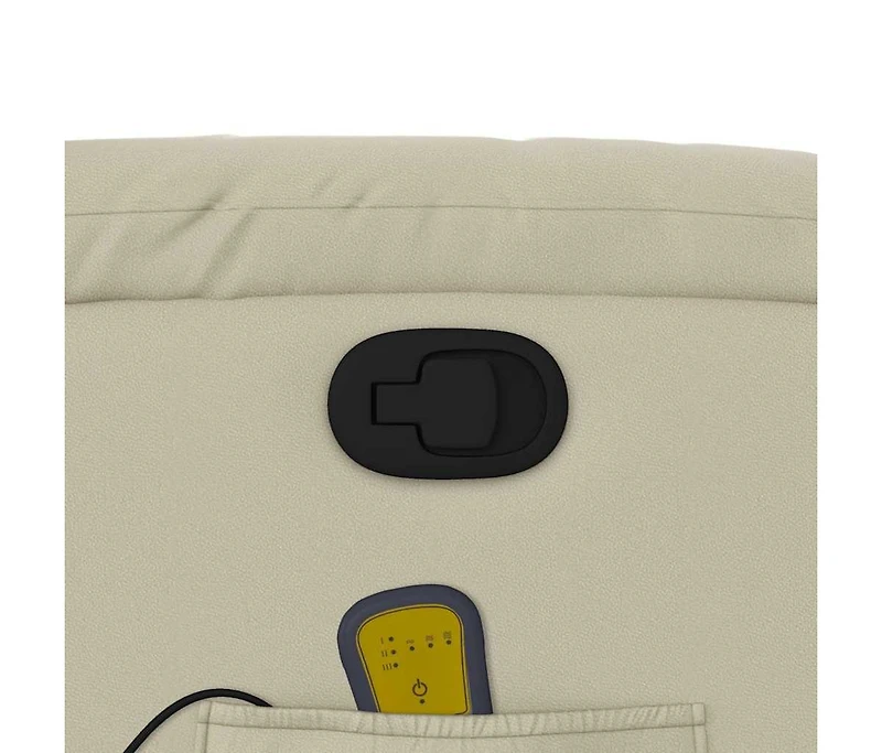 Massage Recliner Chair Cream Faux Leather