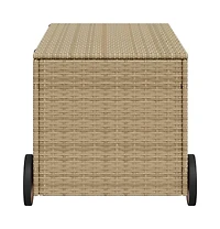 vidaXL Garden Storage Box with Wheels Mix Beige 50.2 Gal Poly Rattan