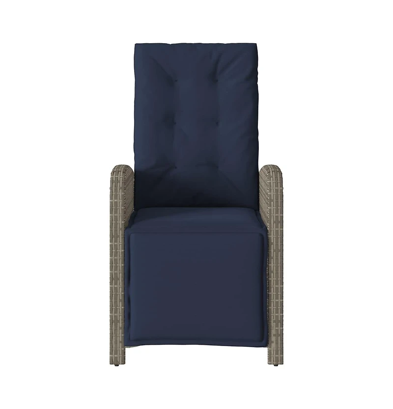 vidaXL Reclining Patio Chairs 2 pcs with Footrest Gray Poly Rattan
