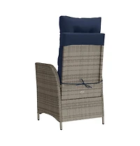 vidaXL Reclining Patio Chair with Cushions Gray Poly Rattan