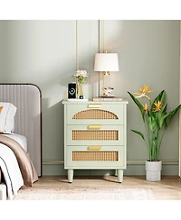 Tribesigns 3-Drawer Rattan Night Stand Side Table, Accent Bedside Tables End Table for Bedroom and Small Spaces, Easy Assembly (1)