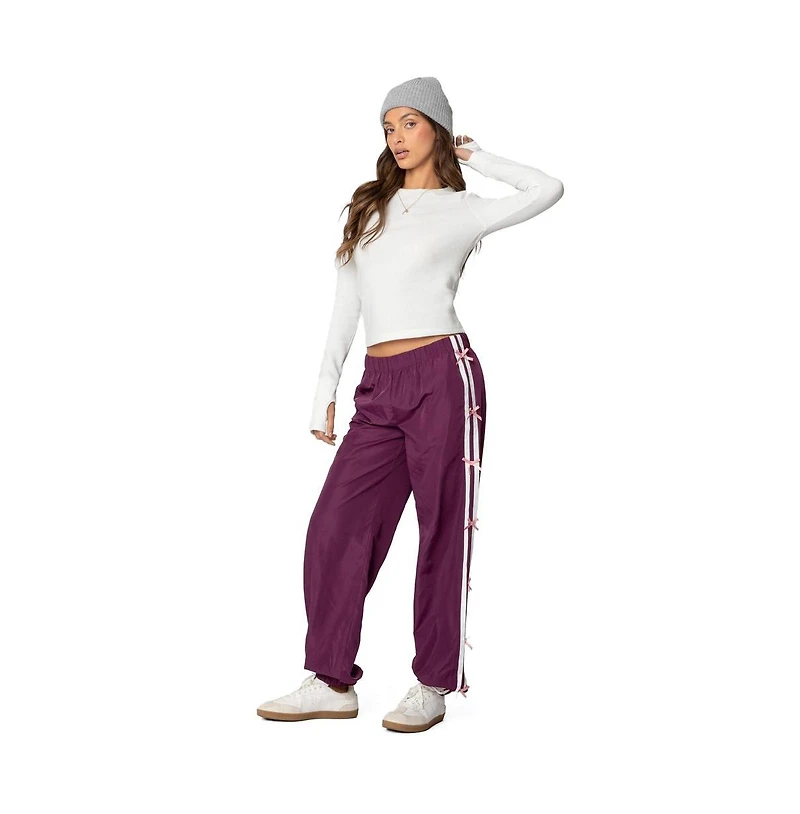 Edikted Womens Waffle Long Sleeve T Shirt