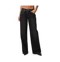 Edikted Women's Quincy Studded Low Rise Jeans