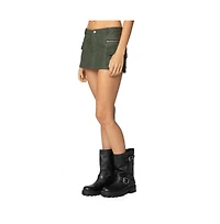 Edikted Womens Faux Leather Cargo Micro Skort