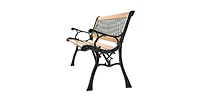 Slickblue FarmHome Outdoor Patio Park Cast Iron Garden Porch Chair Bench