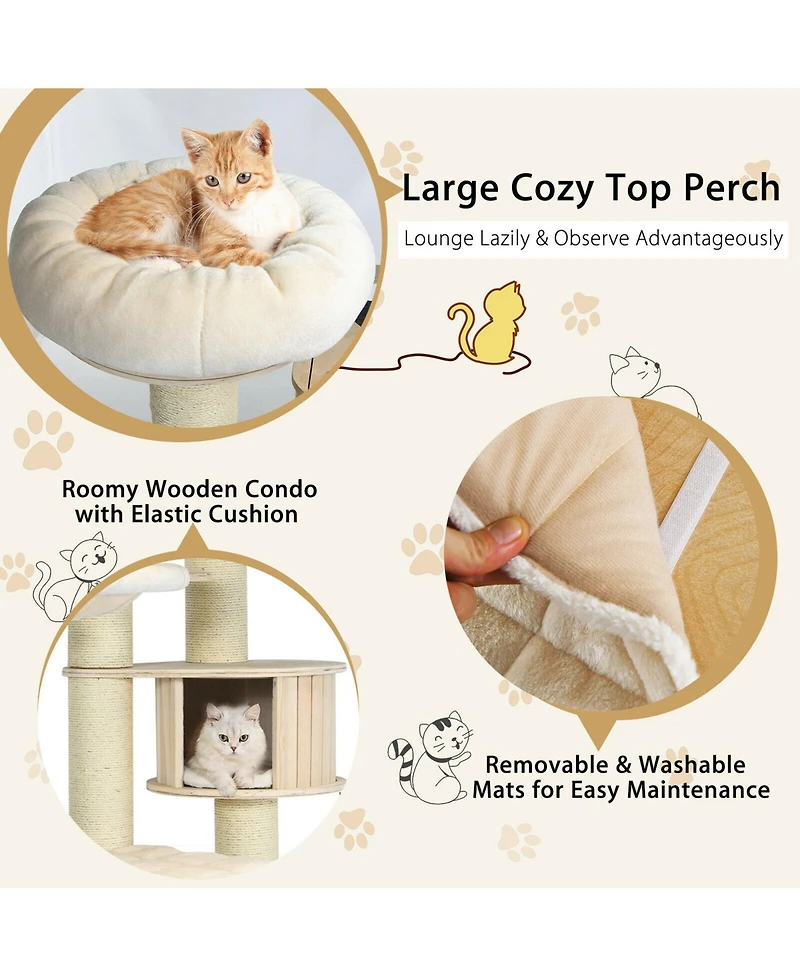 Gymax 77.5'' Cat Tree Condo Multi-Level Kitten Activity Tower w/ Sisal Posts
