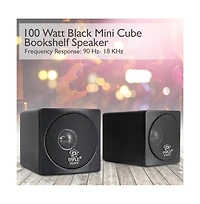 Pyle 3" Mini Cube Bookshelf Speakers, Full Range, 100W Power, Black (Pair)