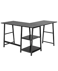 Gouun L-Shaped Corner Computer Desk with Spacious Desktop and Storage Shelves