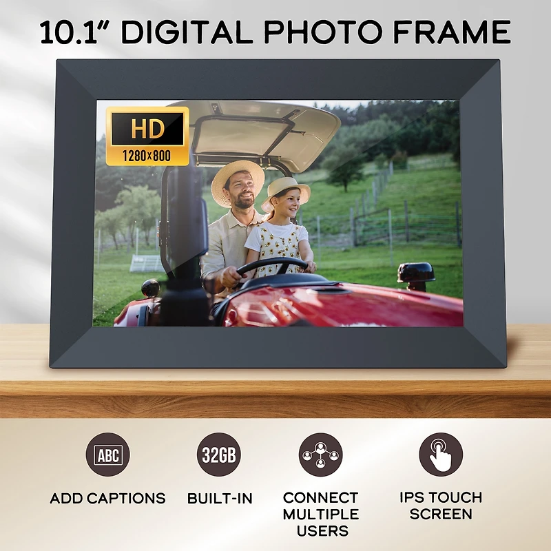 Impecca 10.1” Smart Digital Photo Frame, Touchscreen, Up to 50,000 photos