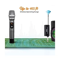 Pyle Uhf Wireless Handheld Microphone System with Receiver, Usb Charging & 32-Channel Frequency