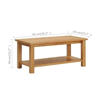 Coffee Table 35.4"x17.7"x15.7" Solid Oak Wood