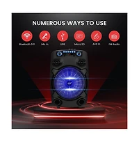 Pyle 12” Bluetooth Portable Pa Speaker with Wired Microphone, Party Lights & Rechargeable Battery