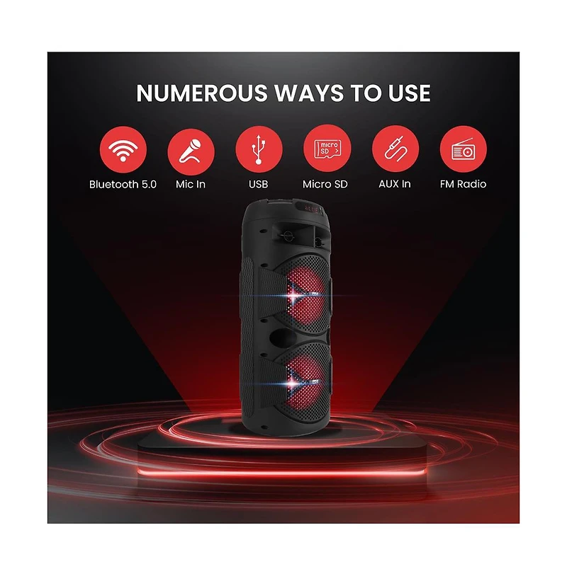 Pyle Outdoor Bluetooth Speakers, 300W High-Powered Pa System, 8" Rechargeable Bluetooth Speaker with Microphone, Bt Karaoke Audio System-fm/Aux/M