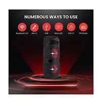 Pyle Outdoor Bluetooth Speakers, 300W High-Powered Pa System, 8" Rechargeable Bluetooth Speaker with Microphone, Bt Karaoke Audio System-fm/Aux/M