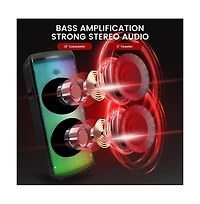 Pyle Dual 12" Bluetooth Portable Pa Party Speaker with Led Lights, Rechargeable Battery & Fm Radio