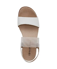 LifeStride Women's Zing Round Open Toe Wedge Slingback Sandals