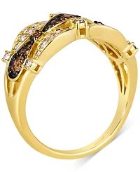 Le Vian Chocolate Diamond & Nude Diamond Three Row Wavy Ring (5/8 ct. t.w.) in 14k Gold