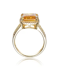 Elegant Sterling Silver Cubic Zirconia 14K Gold Plated Ring