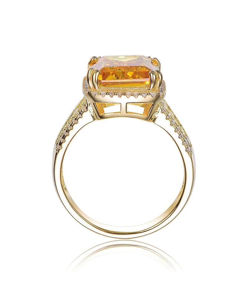 Elegant Sterling Silver Cubic Zirconia 14K Gold Plated Ring