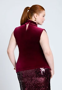 Eloquii Women's Funnel Neck Velvet Shell